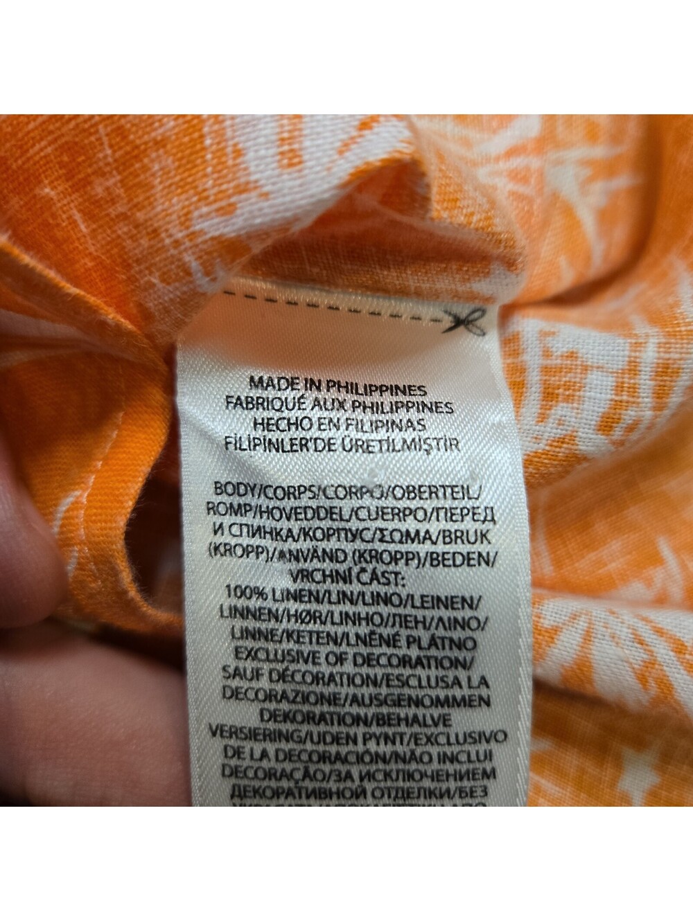 Ralph Lauren Shirt Men 2XLT Linen Orange Floral Camp Hawaiian Half Button Down - Picture 3 of 6